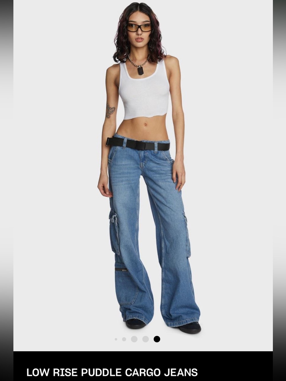 Dolls Kill BDG PUDDLE Wide Leg Baggy 90’s style Cargo Pocket Jeans